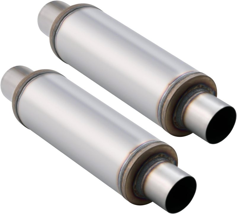 Piclafe 2.25 Inch Exhaust Muffler, 2.25" Inlet/Outlet 20" Overall Length Resonator, Stainless Steel Straight Through Design Performance Muffler, 2 PCS - Image 1